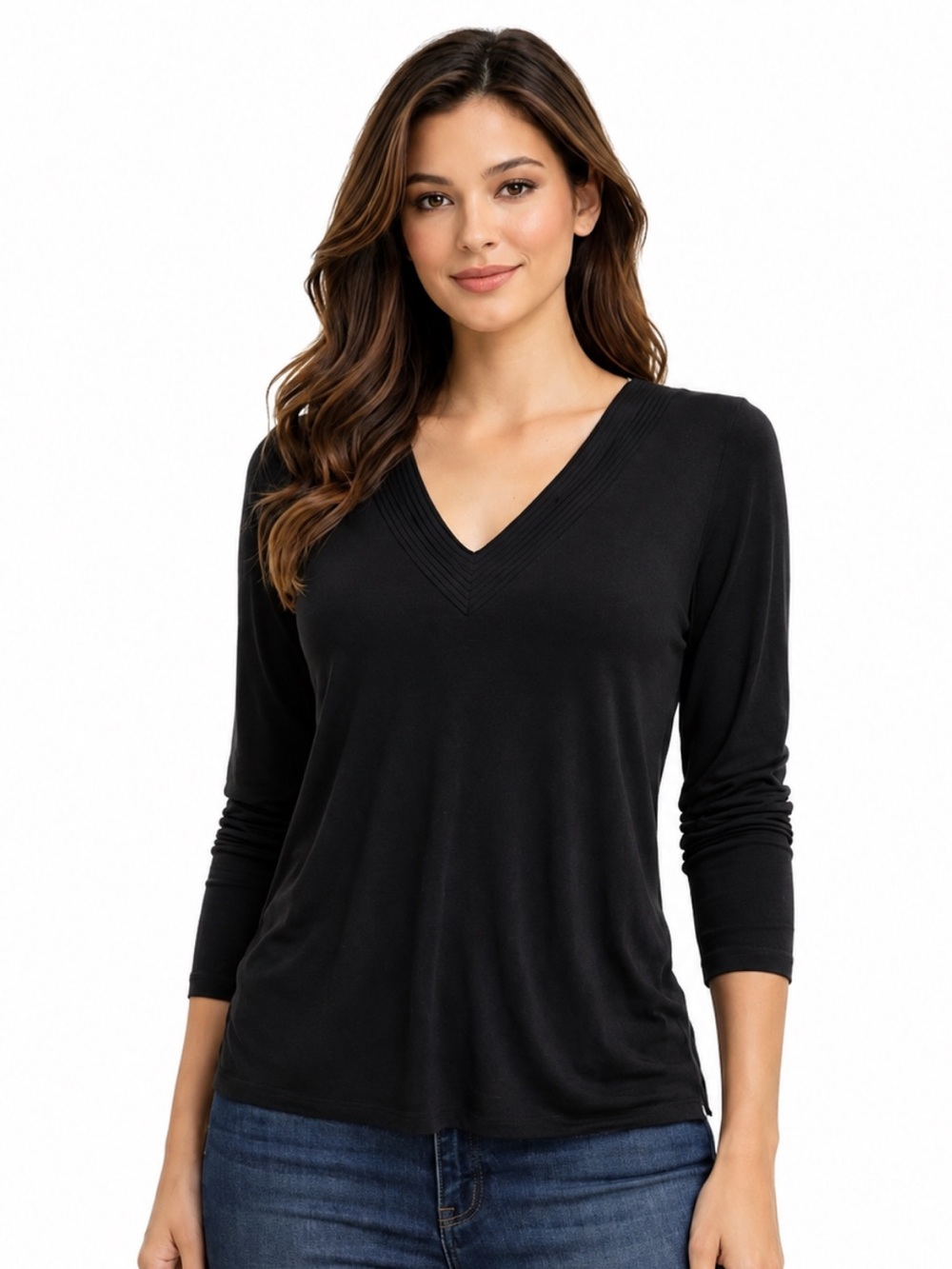 Banana Republic black v-neck top, L